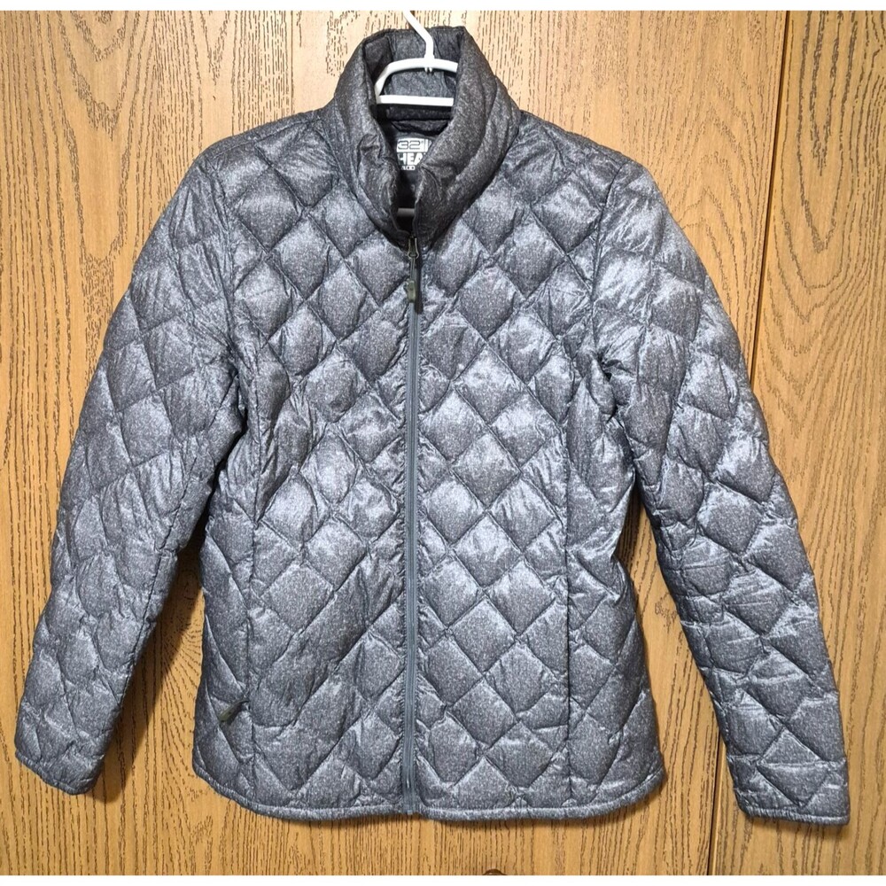 32 Degrees Heat Women's Gray w/White Flecks Winter Puffer Coat Jacket Size M